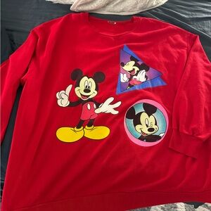 Vintage 80s Red Mickey Mouse Disney Crewneck Sweatshirt Plus Size - Retro